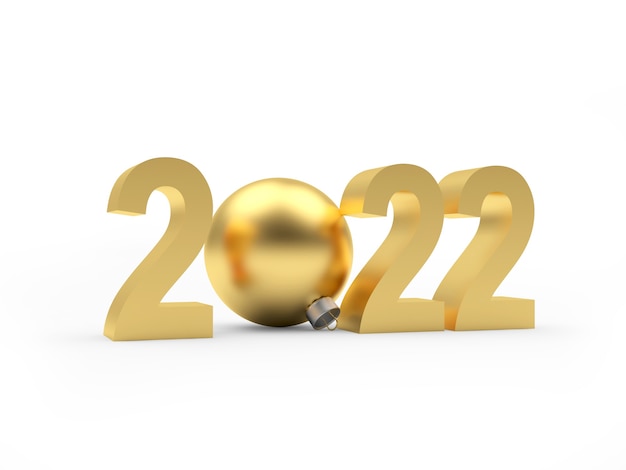 golden number of new year with a christmas ball