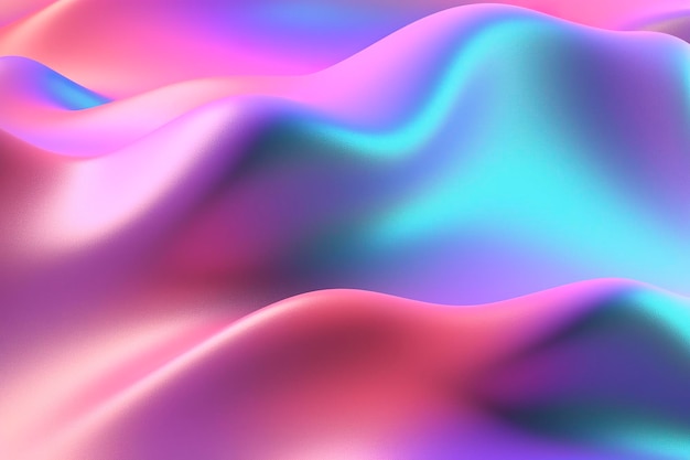 Gradient holographic Iridescent waves frosted glass soft textured gradient and isometric reflections AI Generative