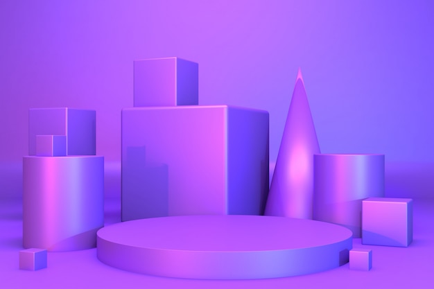 gradient lilla og blå abstrakt podiumfremvisning.