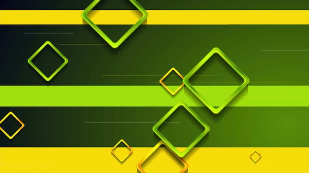 Green and orange glossy squares abstract background