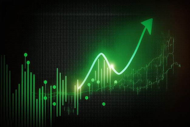 Green arrow pointing up to chart generative ai