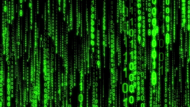 green binary code matrix effect