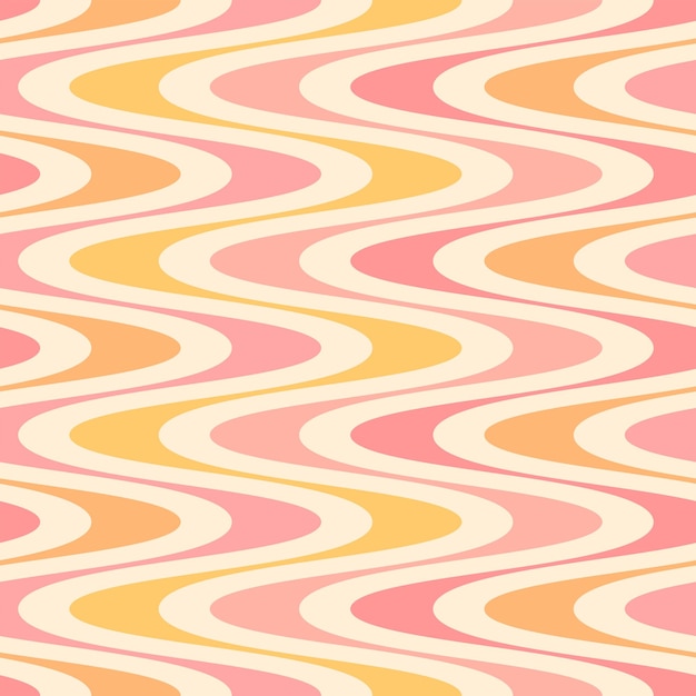 Groovy lines abstract seamless pattern Retro 1970s nostalgic geometric background