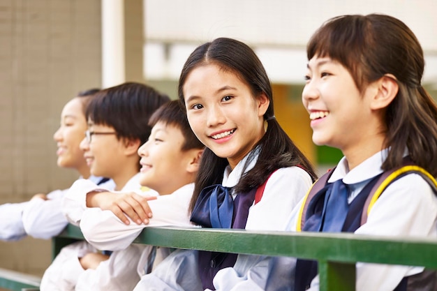 group of asian elementrary schoolchildren