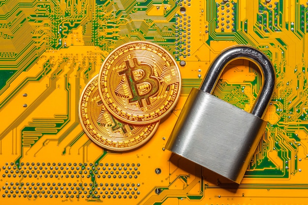 Gull-bitcoin og hengelås