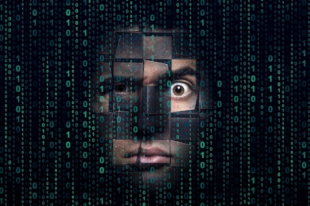 Hacker and binary code