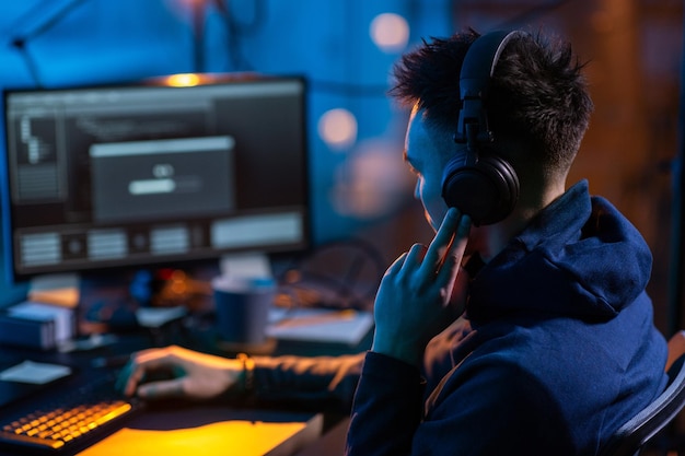 hacker using computer virus for cyber attack