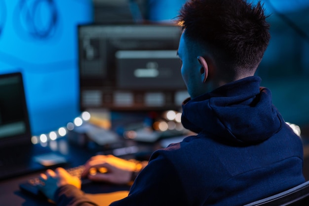 hacker using computer virus for cyber attack