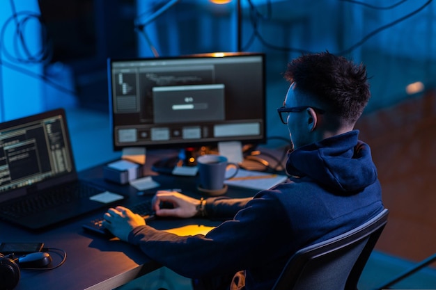 hacker using computer virus for cyber attack