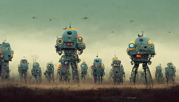 Hær av roboter, kunst generert av nevrale nettverk