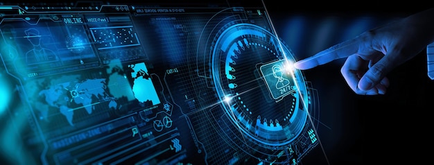 hand working with technical support and customer service business technology internet ui