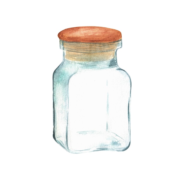 Håndtegnet akvarell glasskrukke i perspektiv En del av det store settet med illustrasjoner