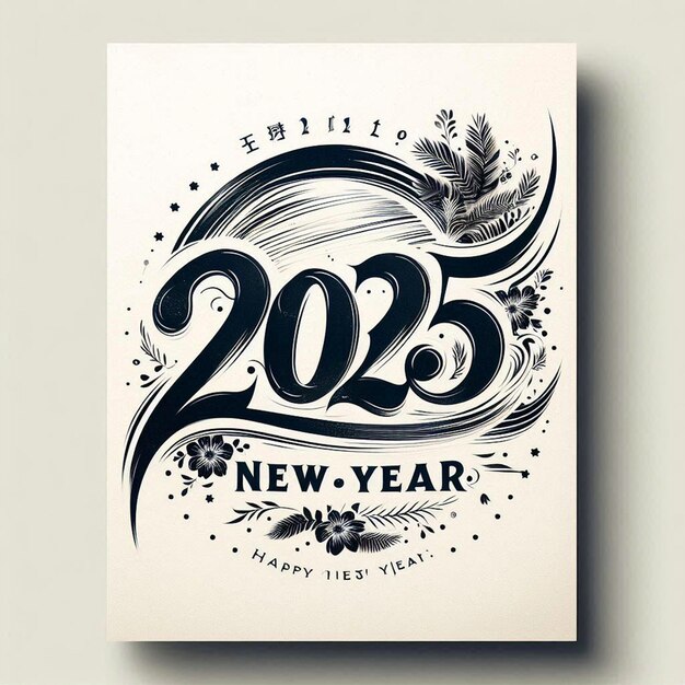 happy new year 2025 png text design brochure design template card banner