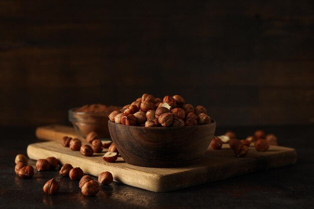 Healthy food and healthy nutrition concept nuts hazelnut