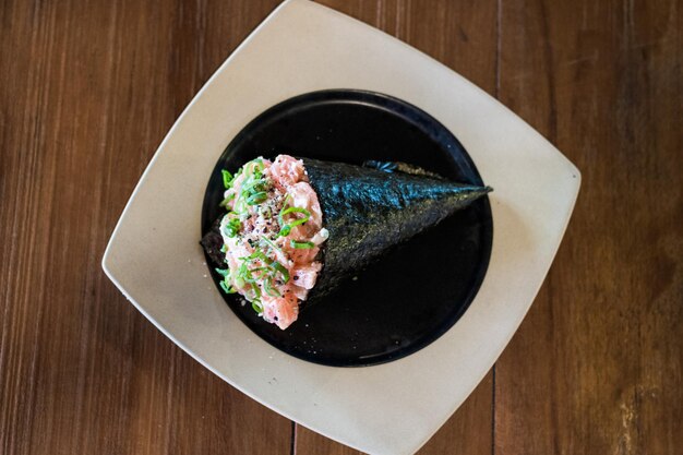 high angle view of fish in bowl on table