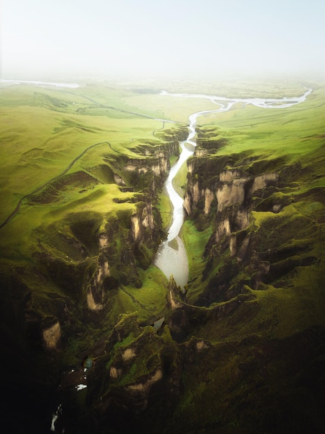 high angle view of land against sky