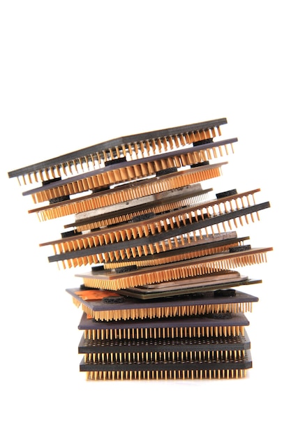 High angle view of stack against white background