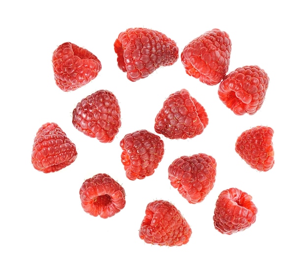 High angle view of strawberries against white background