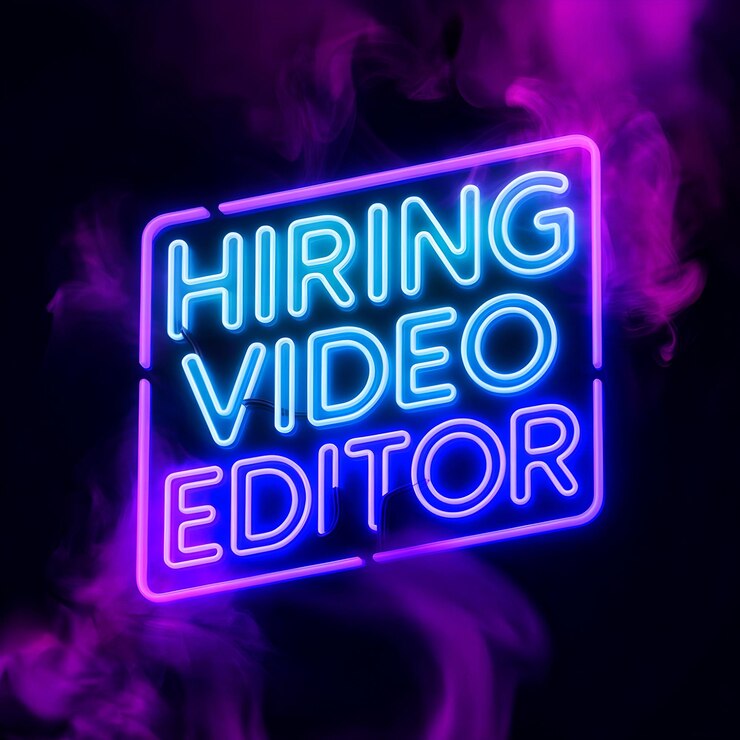 Hiring video editor social media post design Hiring now neon text social media post design Ai gen