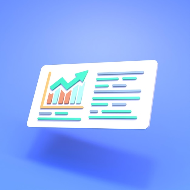 histogram metrics report or growth graph 3d render illustration