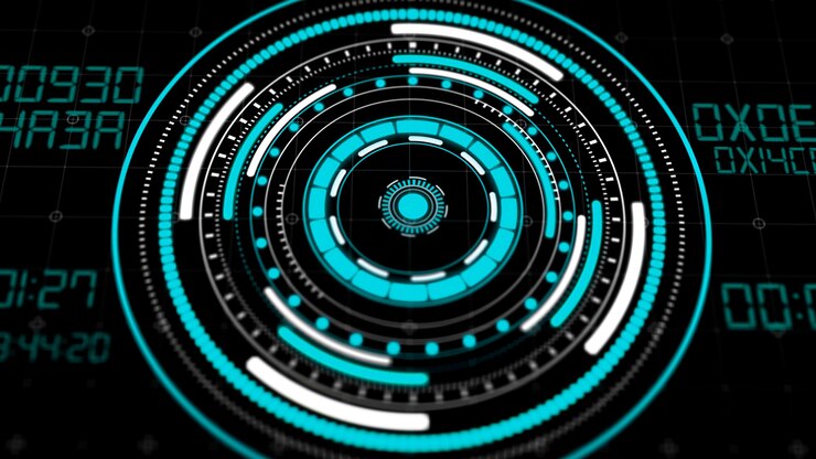 Foto hologram hud circle interfaces , hi-tech futuristic button display
