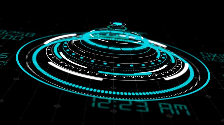 Foto hologram hud circle interfaces , hi-tech futuristic button display