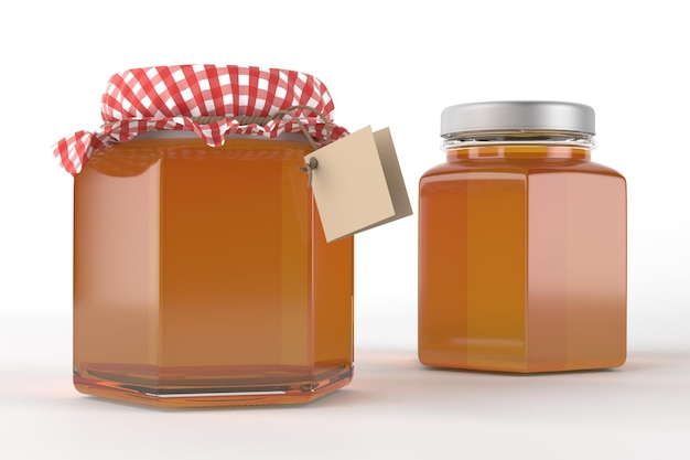 honey jars left side isolated in white background