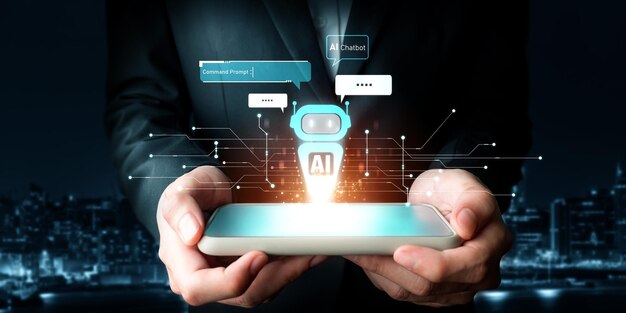Human interact with AI artificial intelligence virtual assistant generative NLP