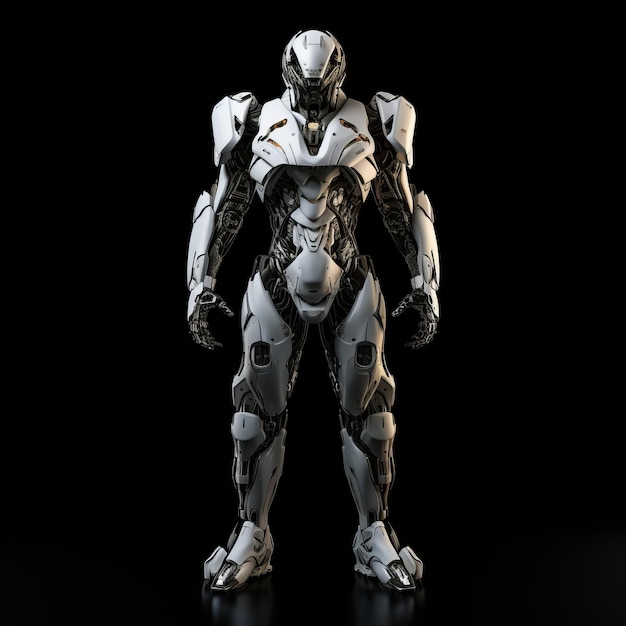 Hyperrealistic Robot Armour Hd Design Rendering In Dark White And Silver