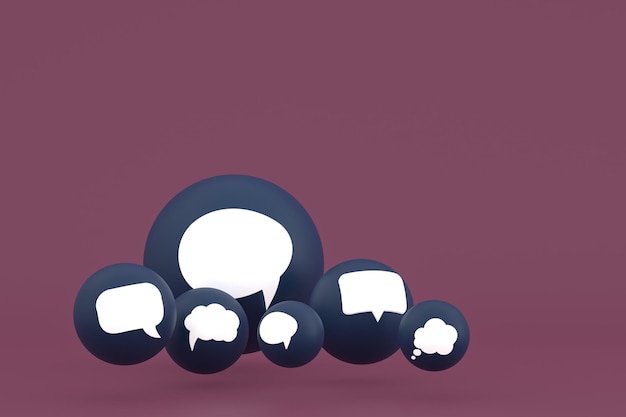 idea comment or think reactions emoji 3d render,social media balloon symbol with comment icons pattern background