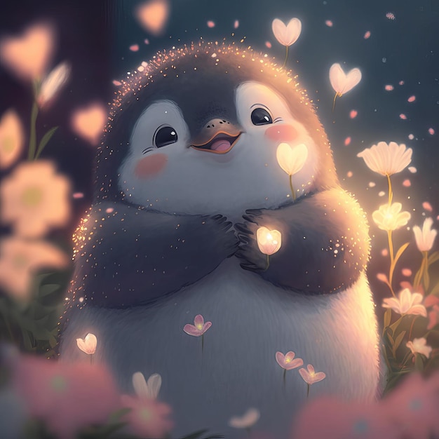 illustration little penguin children's style fairy tale generative aixa