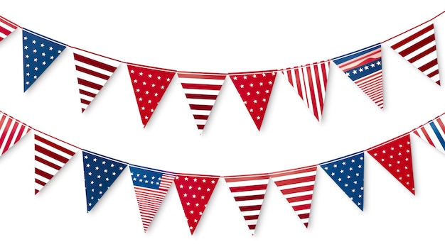 Independence Day United States stars and dividers USA flag illustration decorations border lines Memorial Day traditional patriotic US icons for American national holiday Veterans day USA set