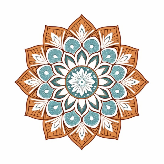 Indian Mandala Flower Image On White Background