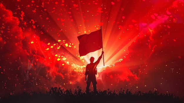 Indonesia Flag Background Vector with Fist Gesture