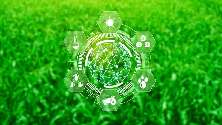 Foto infographics smart farming and precision agriculture with visual icon innovation technology for smart farm system agriculture management smart technology concept modern technology