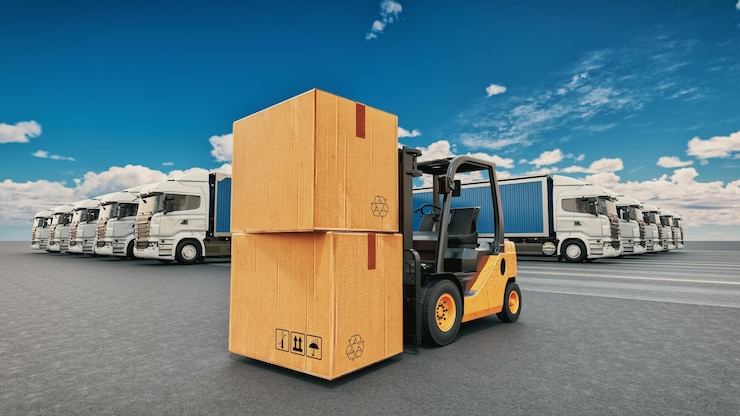 Foto integrated transportation system including forklifts