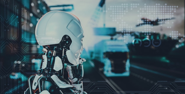 Intelligent technology concepts with world-class logistics partnerships, Industrial Container Cargo industry, Internet of Things Concept, Fast or fast delivery. 3d and illustration.