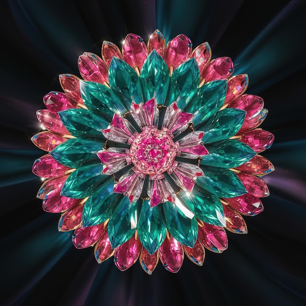 Intricate Gemstone Brooch Vibrant Jewel Design with Exquisite Details