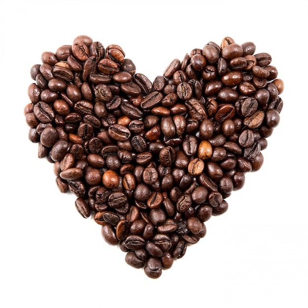 Isolated heart shape from black coffee beans