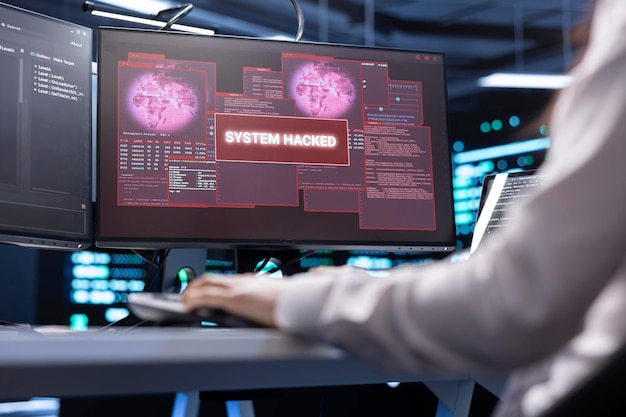 it professional in server hub trying to protect hardware from hacker