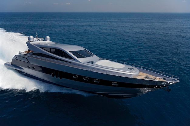 italy lazio tirrenian sea off the coast of fiumicinorome aerial view of luxury yacht alfamarine 72'