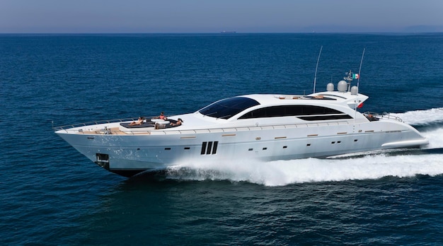 italy, tirrenian sea, off the coast of viareggio, tuscany, luxury yacht tecnomar 36 (36 meters), aerial view