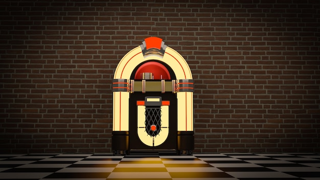 Jukebox Radio old vintage , 3D rendering