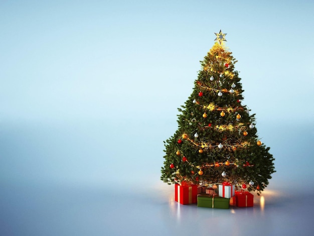 Juletre på blå bakgrunn