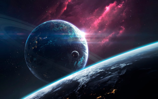 Kosmisk landskap, vakkert science fiction-bakgrunnsbilde med endeløst dyp verdensrom. Elementer av dette bildet levert av NASA