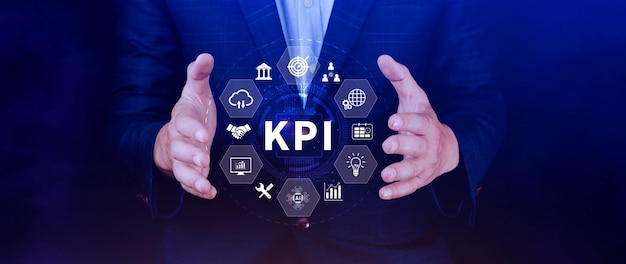 KPI Key Performance Indicator concept Management data System KPI connected database follow earnings operations and sales data Financial business data analytics graph dashboard