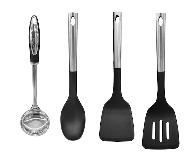 Ladle turner kitchen utensils isolated on white