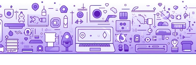Lavender abstract technology background using tech devices and icons thin line interface vector illustration pattern ar 31 Job ID 69ee8567be8144a989bab28b3680aa2a