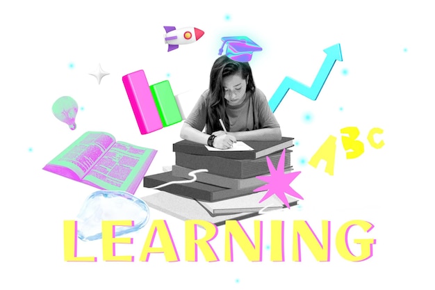 Learning png collage remix transparent background