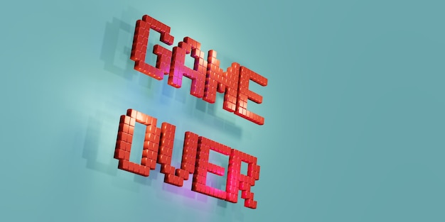 Logo Game Over Neon Laser Color Alphabet Glow Effect Fun and joyful 3d illustration